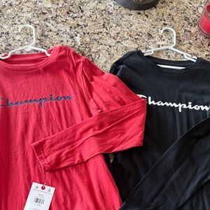 Bundle of 2 long sleeve Champion T-shirts youth L